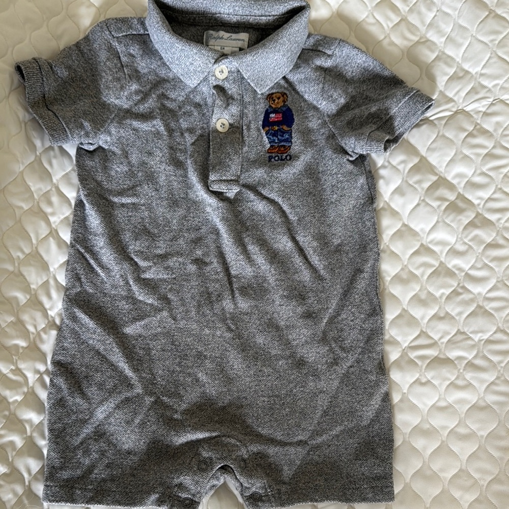 Polo by Ralph Lauren Gray Classic Polo Onesie